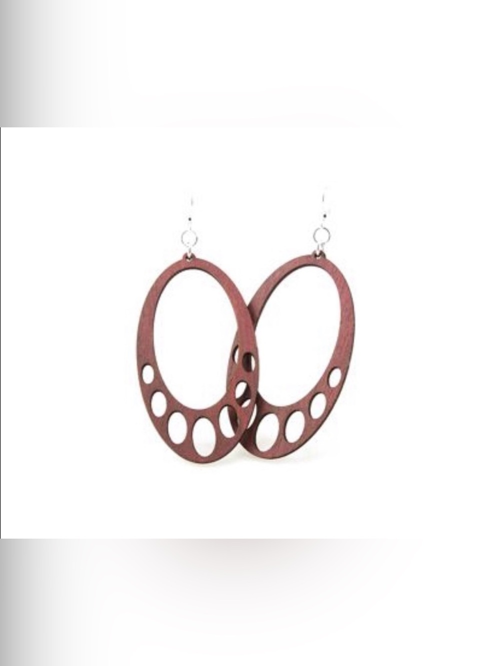 Green Tree Hanging Circle Earrings Wood Lightweight
